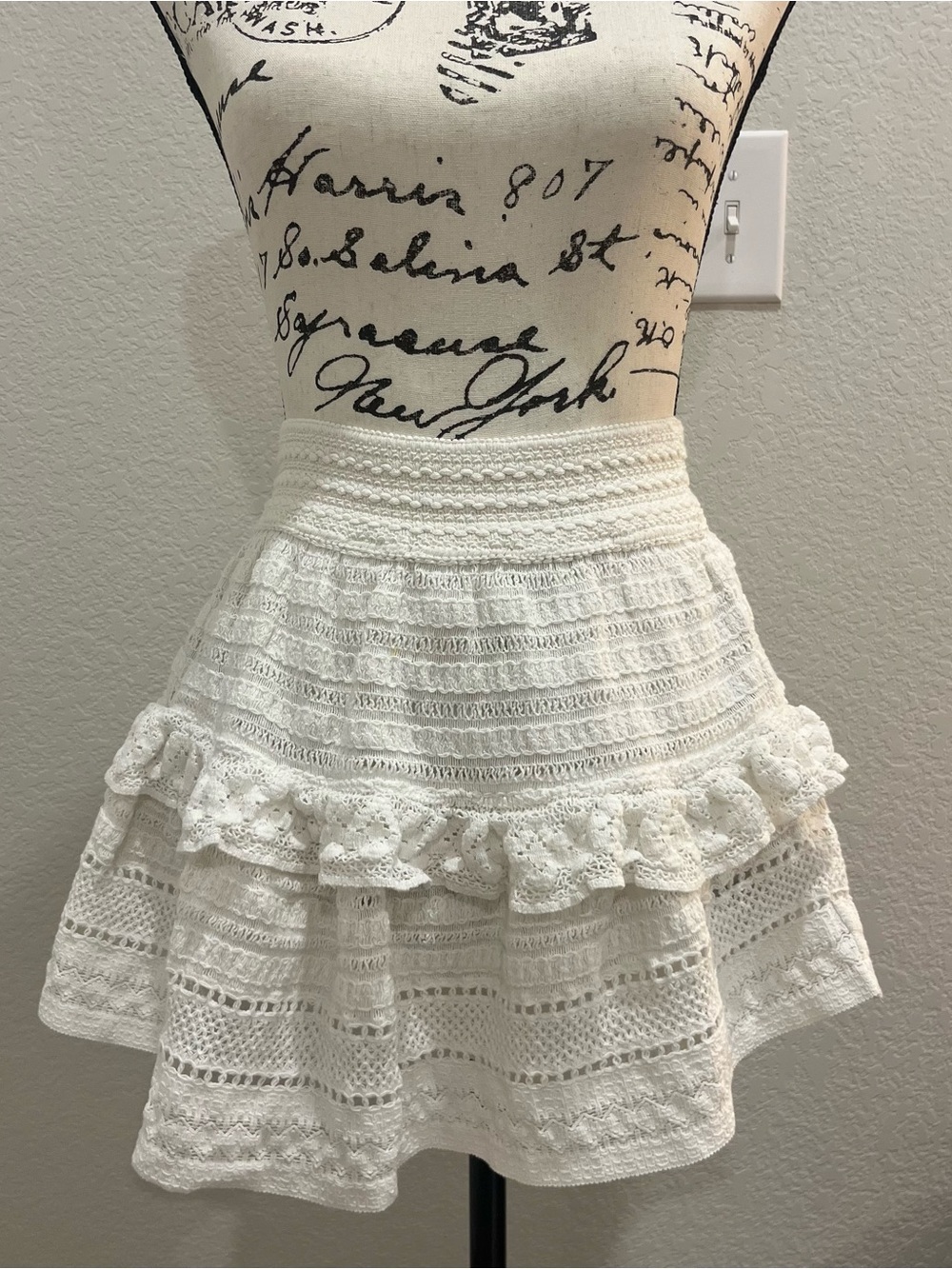 aerie White Crochet Ruffle Skater Skirt - Women
